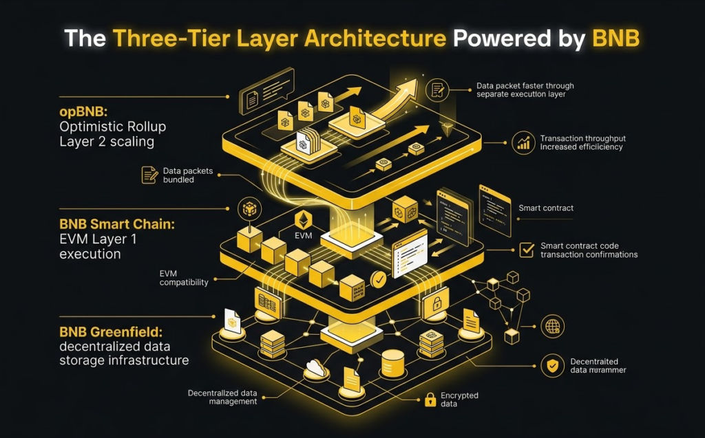 The 3-tier layer architecture powered by BNB
