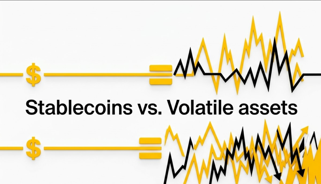 Stablecoins vs. volatile assets (BTC & ETH)